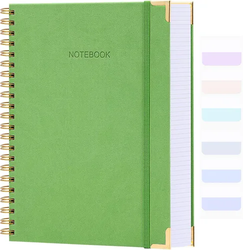 Miniatura 7 de Cuaderno de espiral, diario de cuero de tapa dura para mujeres y hombres, cuadernos gruesos de 300 páginas con rayas universitarias para el trabajo
