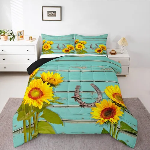 Miniatura 48 de Juego de edredón de vaquero, tamaño King, juego de ropa de cama de herradura con estrellas del oeste de Texas para adultos, hombres y niños, ropa