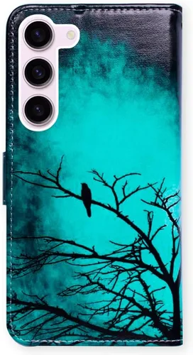 Miniatura 7 de Bcov Funda para Samsung S23, diseño de pájaro negro y verde con tapa para teléfono con ranura para tarjeta y soporte para Samsung Galaxy S23
