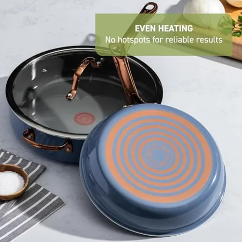 Miniatura 7 de T-Fal Preserve Ceramic, juego de utensilios de cocina antiadherentes de 13 piezas, apto para horno y asador hasta 350°F, incluye olla de cocción Azul
