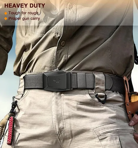Miniatura 7 de BULLIANT Cinturón para hombre, paquete de 2 unidades, correa elástica de nailon para regalo, para hombre, trabajo, deportes, caza, senderismo