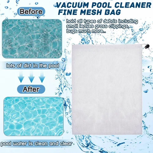 Miniatura 3 de Boao Paquete de 6 bolsas de malla fina para aspiradora de piscina, bolsa de malla fina de nailon de 9 x 13.8 pulgadas, bolsa de repuesto