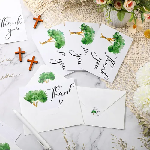 Miniatura 6 de Fumete Juego de 50 tarjetas de agradecimiento funerarias con sobres y calcomanías, tarjetas de agradecimiento de condolencias con mensaje