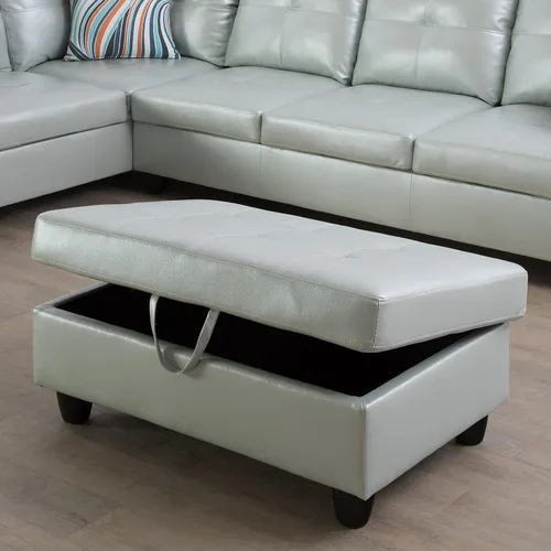 Miniatura 6 de A Ainehome Otomana, moderna otomana de cuero para sala de estar, apartamento y espacio pequeño (tamaño: 28.5 x 19 x 17.5 pulgadas de alto, A-negro)