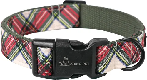 Aring Pet Collar de Navidad para perro, lindo, de algodón, cuadros rojos y verdes, ligeros, para cachorros, para perros pequeños, medianos y Navidad