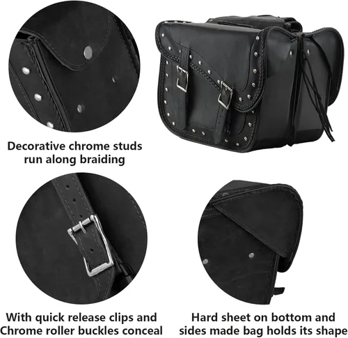 Miniatura 2 de GARGOYLE BELLS Bolsas de cuero genuino para silla de montar de motocicleta, bolsa de equipaje para softails, deportistas y helicópteros