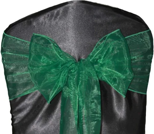 Bandas de organza para decoración de lazos para silla, lazos para boda, recepción, eventos, decoración de banquetes, (paquete de 25, verde cazador)