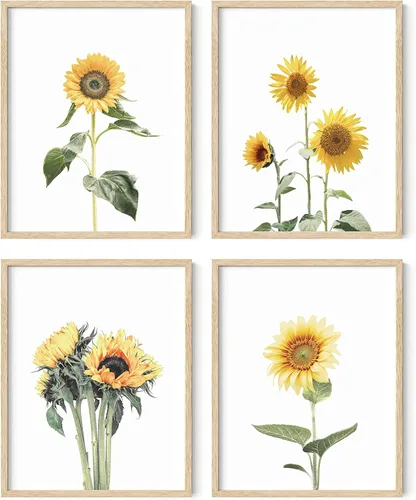 Miniatura 79 de HAUS AND HUES Arte de pared floral gris, juego de 4 pósteres de plantas para pared vintage, impresiones botánicas, cuadros de flores en blanco