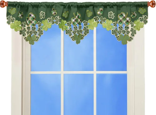Miniatura 13 de Cenefa de Cortina Bordada con Trébol Irlandés A 58 × L 14 Pulgadas, Decoraciones de Ventana de Cocina para el Día de San Patricio o Primavera