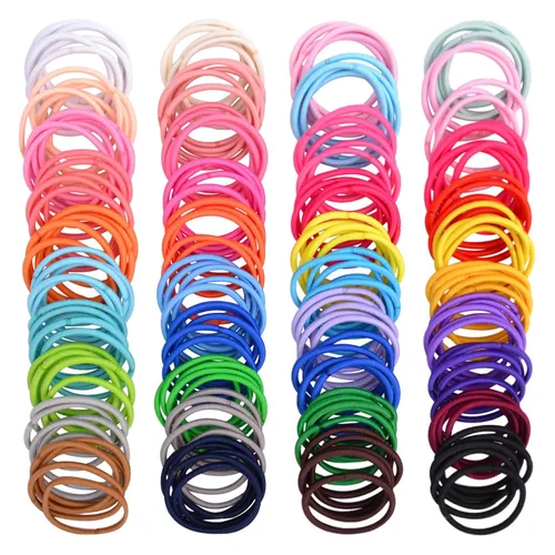 Miniatura 3 de 400 ligas multicolor para el cabello, soportes elásticos para cola de caballo sin arrugas, accesorios para el cabello de 0.8 in para niñas