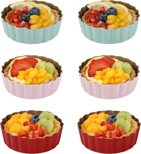 Mini sartén redonda para tartas con parte inferior extraíble, mini moldes antiadherentes para hornear, juego de moldes para quiche de acero al