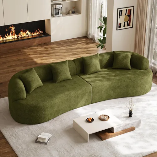 Miniatura 16 de Sofá modular de gran tamaño de 131 pulgadas para sala de estar, moderno sofá de lujo de felpilla de 4 plazas extra profundo y ancho, con 4 cojines