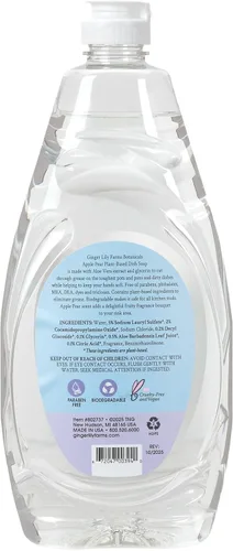 Miniatura 2 de Ginger Lily Farms Botanicals Jabón líquido para platos a base de plantas, fórmula concentrada con máximo poder de limpieza de grasa, libre