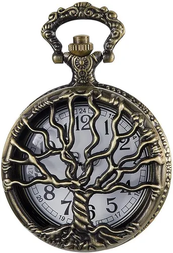 Miniatura 2 de Reloj de bolsillo de cuarzo para hombre, ojos verdes, forma de caja redonda, collar de bolsillo