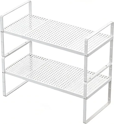 Miniatura 14 de Organizador de estantes de cocina expandibles, organizador de gabinete de cocina, organizador de estante para encimera, despensa, estante de Blanco