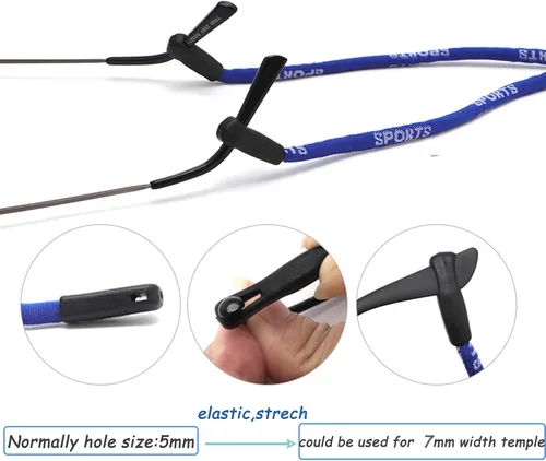 Miniatura 2 de Paquete de 4 correas ajustables para gafas, cordón deportivo antideslizante para el cuello, cuerda de nailon suave para lentes anchos de patillas