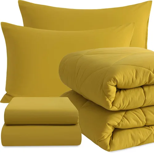 Miniatura 40 de NTBAY Juego de edredón Twin con sábanas, juego de ropa de cama Twin suave y transpirable de 5 piezas, cama Twin en una bolsa, juego de edredón Gris