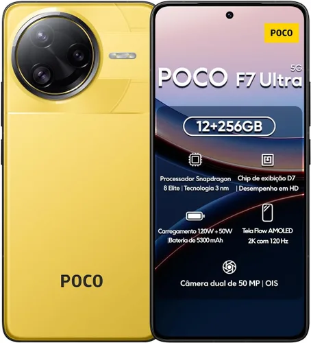 XIAOMI Poco F7 Ultra 5G (para Tmobile Mint Tello & Global) (256 GB + 12 GB) Ai 2K 6.67" Amoled 50MP Triple Cam NFC Dual sim Desbloqueado Modelo