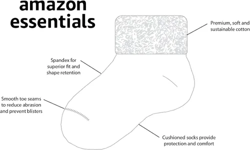 Miniatura 2 de Tienda Essentials Calcetines unisex de algodón para bebés y niños pequeños, 6 pares