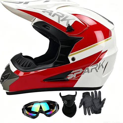 Miniatura 8 de Cascos de motocross para jóvenes, aprobados por DOT, motocross, ATV, todoterreno, cuatro ruedas, cascos de motocicleta BMX con gafas, guantes