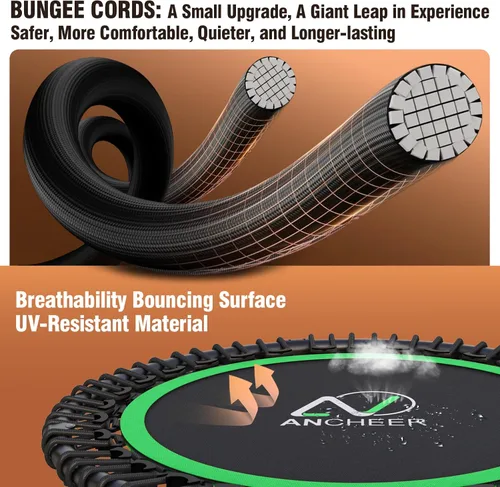Miniatura 2 de ANCHEER Trampolín Rebounder de 40 pulgadas con mango ajustable de 4 niveles, mini trampolín máximo de 400 libras, trampolín de fitness resistente