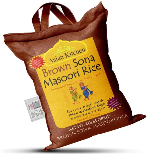 Miniatura 9 de Asian Kitchen Brown Sona Masoori - Arroz envejecido de 40 libras, 40 libras (40.0 lbs) de arroz de grano corto ~ Todo natural Apto para gluten