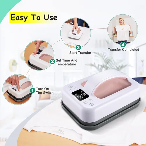Miniatura 5 de Prensa de Calor Pequeña Máquina de Prensa de Calor para Transferencia de Calor, 7 × 5 pulgadas Portátil Easy Press Mini Prensa de Calor para Regalo