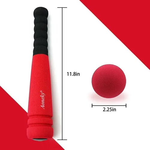 Miniatura 6 de Aoneky Min Foam - Bate de béisbol y pelota para niños pequeños – Juego de bate de bola T suave y súper seguro para interiores para niños de 1 año