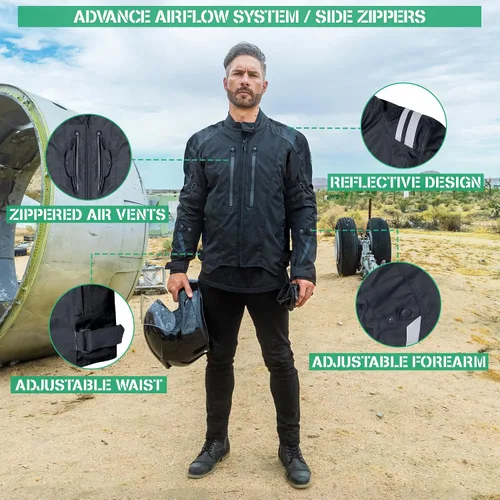 Miniatura 2 de Nomad - Chaqueta de motociclista para hombre, Ironborn, Cruiser Sportsbike Enduro, chaqueta de equitación para hombre con protección de armadura