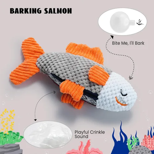 Miniatura 5 de Nocciola Juguete de pulpo chirriante arrugado para perros, juguetes de cuerda interactiva de peluche con temática oceánica para perros pequeños