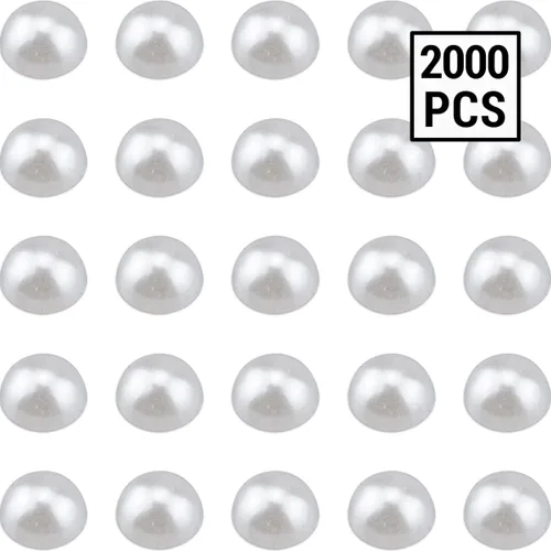 Miniatura 2 de 2000 piezas de perlas de 0.315 pulgadas para manualidades, perlas blancas de espalda plana, cabujón medio redondo, perlas de imitación de perlas