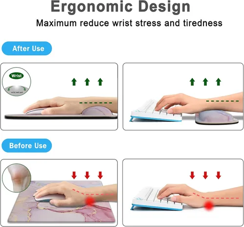 Miniatura 2 de Reposamuñecas para teclado de espuma viscoelástica con soporte de muñeca para computadora con base de goma antideslizante para el hogar, oficina