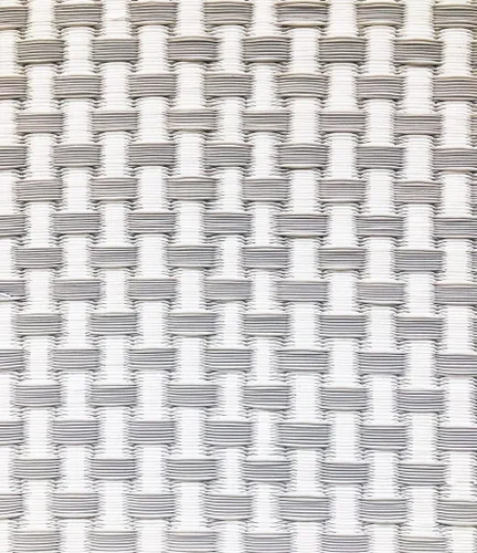 Miniatura 2 de Mad Mats® Alfombra geométrica para exteriores, tapete de plástico reversible (4 x 6 pies, tejido de cesta, piedra blanca)
