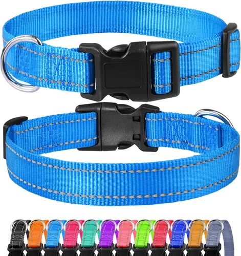 Miniatura 11 de FunTags Collar reflectante para perros, collares de nailon resistentes para perros pequeños machos y hembras, collar ajustable para perros