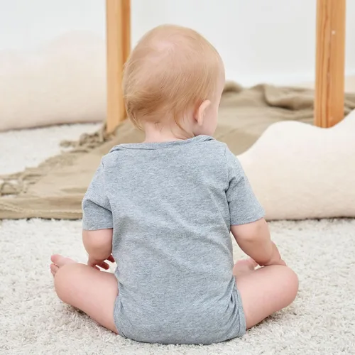 Miniatura 3 de UNICOMIDEA Mameluco de manga corta para bebés niños y niñas, estampado de letras, de 0 a 12 meses