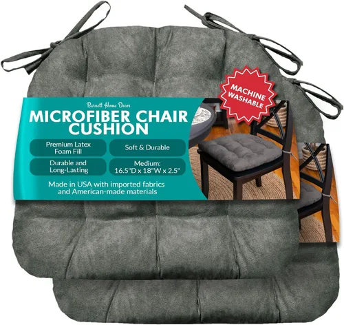 Miniatura 50 de Barnett Almohadilla para silla de comedor con lazos. Gamuza microfibra, microgamuza, reversible, relleno de espuma de látex, se puede lavar a Negro