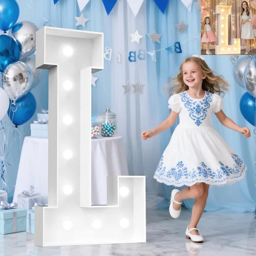 Miniatura 47 de Pooqla Letras de marquesina iluminadas de 3 pies, letras de marquesina con luz LED blanca fría y blanca cálida, letras de mosaico gigante para Letra