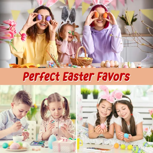 Miniatura 6 de Morcheiong Juego de 24 pompones de huevos de madera, instrumentos musicales con 24 bolígrafos multicolores, huevos de maracas, huevos de Pascua