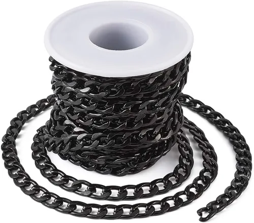 Miniatura 23 de FASHEWELRY Cadena de eslabones de aluminio de 16.4 pies sin soldar, rollo de cadenas de eslabones dorados con carrete para hacer collares, joyas