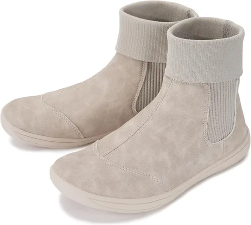 WHITIN Botas Chelsea minimalistas para mujer Puños apilados tipo calcetín Ancho amplio
