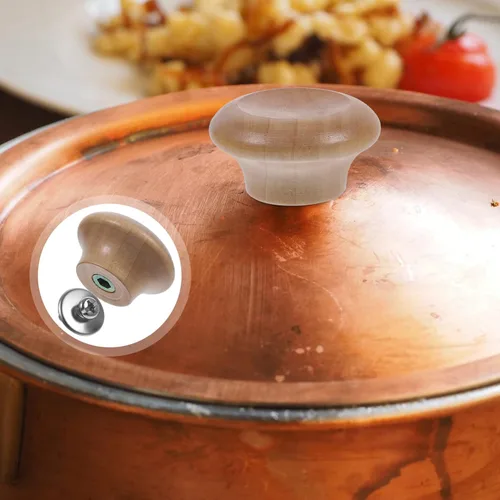 Miniatura 8 de Perillas de tapa de sartén de madera, 2 pomos de tapa de madera reemplazables para tapa de sartén de cocina, reemplazo de tapa de olla
