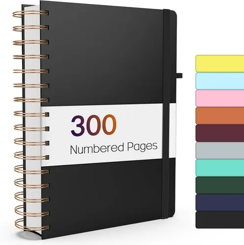 Miniatura 29 de Forvencer Cuaderno rayado en espiral con 300 páginas numeradas, diarios gruesos A5 para escribir con papel de 3.53 oz/m², cuadernos de tapa dura