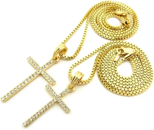 Miniatura 4 de Juego de 2 collares con colgante de cruz y cadena
