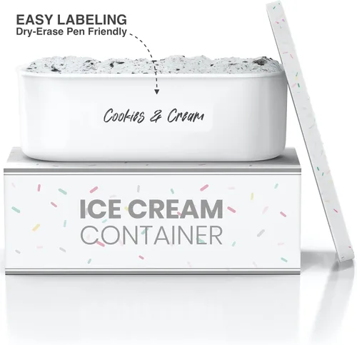 Miniatura 6 de BALCI, Recipiente para helado, 2 cuartos, perfecto almacenamiento reutilizable en congelador para recipientes de helado casero para sorbete, yogur