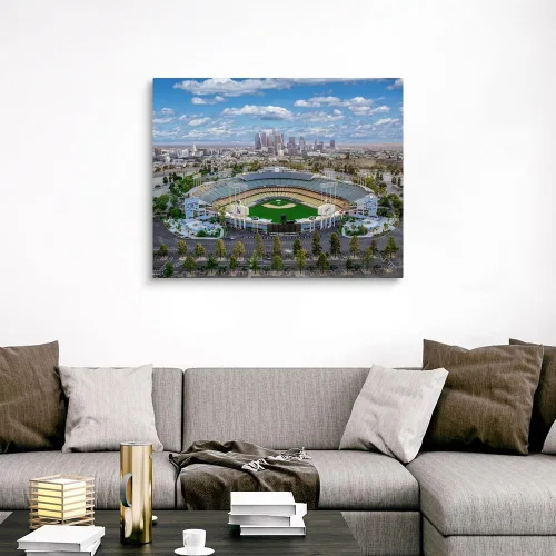 Miniatura 3 de CANVAS ON DEMAND Estadio Dodger de Los Ángeles Lienzo Enmarcado Flotante Negro Arte de Pared Impreso por Copterpilot Photography, Fotografía