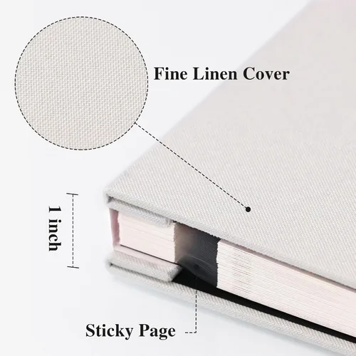 Miniatura 3 de Vienrose - Álbum de fotos grande autoadhesivo para fotos 4x6 8x10, álbum de recortes de lino DIY, 40 páginas en blanco con un bolígrafo metálico