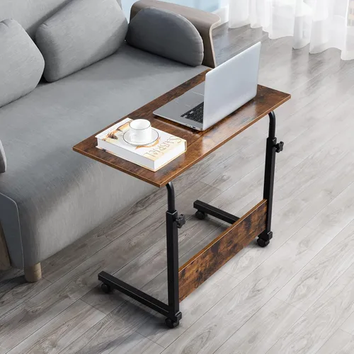 Miniatura 10 de Mesa auxiliar con ruedas para sofá, portátil, portátil, soporte de escritorio para computadora portátil con ruedas, altura ajustable, bandeja de TV