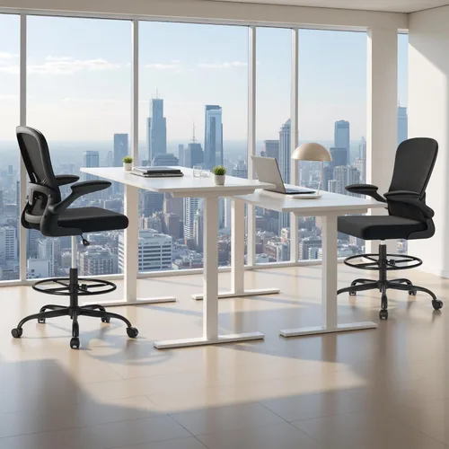 Miniatura 2 de Devoko Silla de Dibujo Ergonómica con Reposabrazos Abatibles, Silla de Oficina Alta Ejecutiva para Pararse con Soporte Lumbar y Reposapiés Ajustable