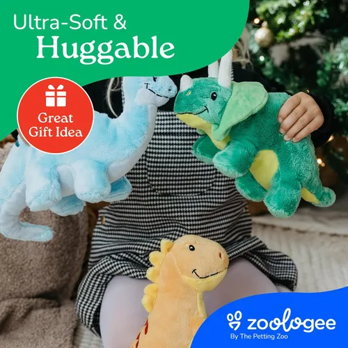 Miniatura 9 de The Petting Zoo ZOOLOGEE - Peluche de dinosaurio de bebé Triceratops de 11 pulgadas