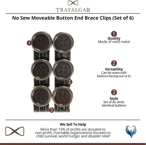Miniatura 10 de Trafalgar Clips de botón movibles sin coser (juego de 6), Negro